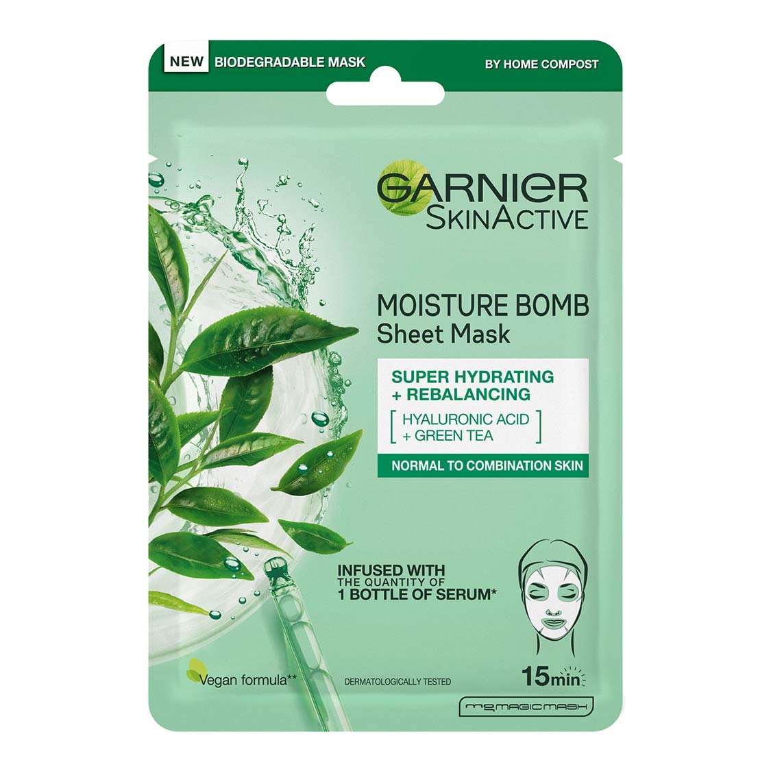 SkinActive Moisture Bomb Sheet Mask med grøn te
