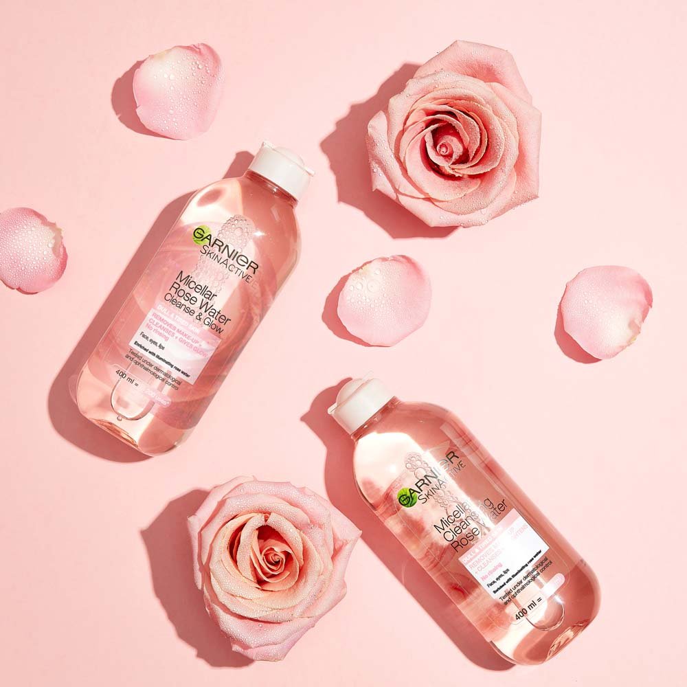 Garnier Micellar Rosewater tworoses laydown